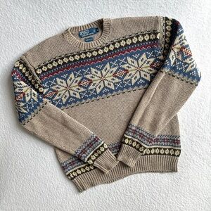 Polo Ralph Lauren Snowflake Fair Isle Nordic Knit Sweater Men’s medium